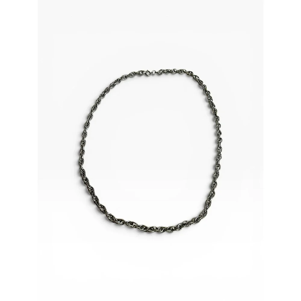 24in Silver Tone Rope Chain Necklace Unisex Link Style